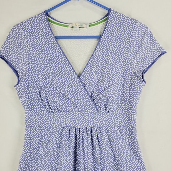 Boden Casual Jersey Dress US Size 4 4R Periwinkle White Polka Dot - Picture 2 of 4